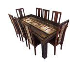 PILLER DESIGN DINNING TABLE WITH 8x CHAIRS
